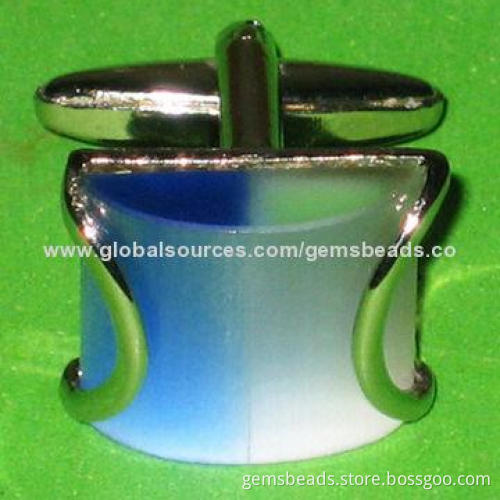 Stainless Steel Cufflinks with Gemstones, Customized Designs Accepted